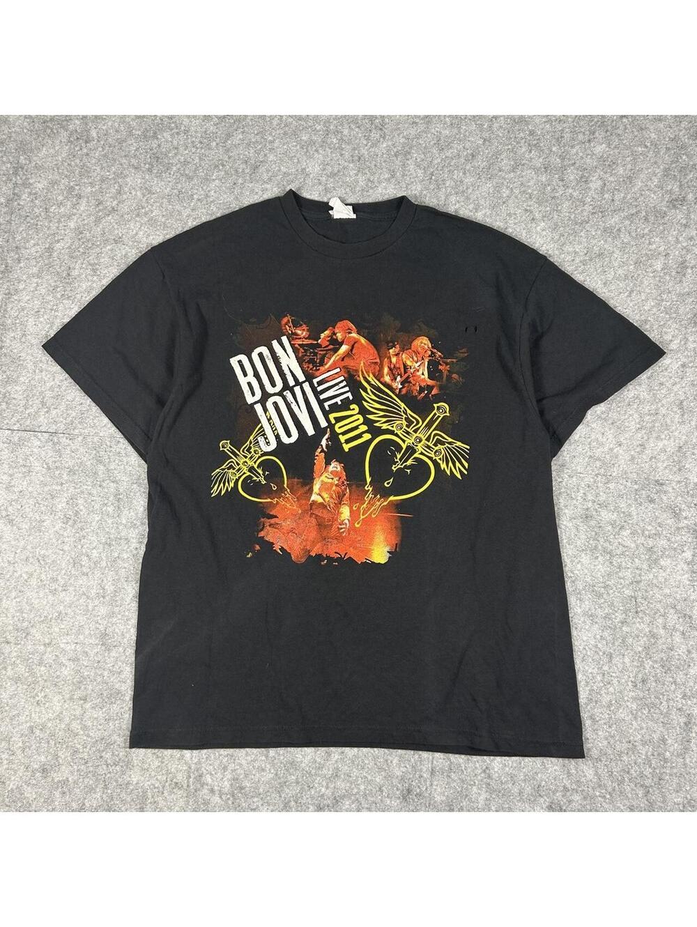 Vintage 2011 Bon Jovi Concert Music Tour Band Tee Double Sided T Shirt XL